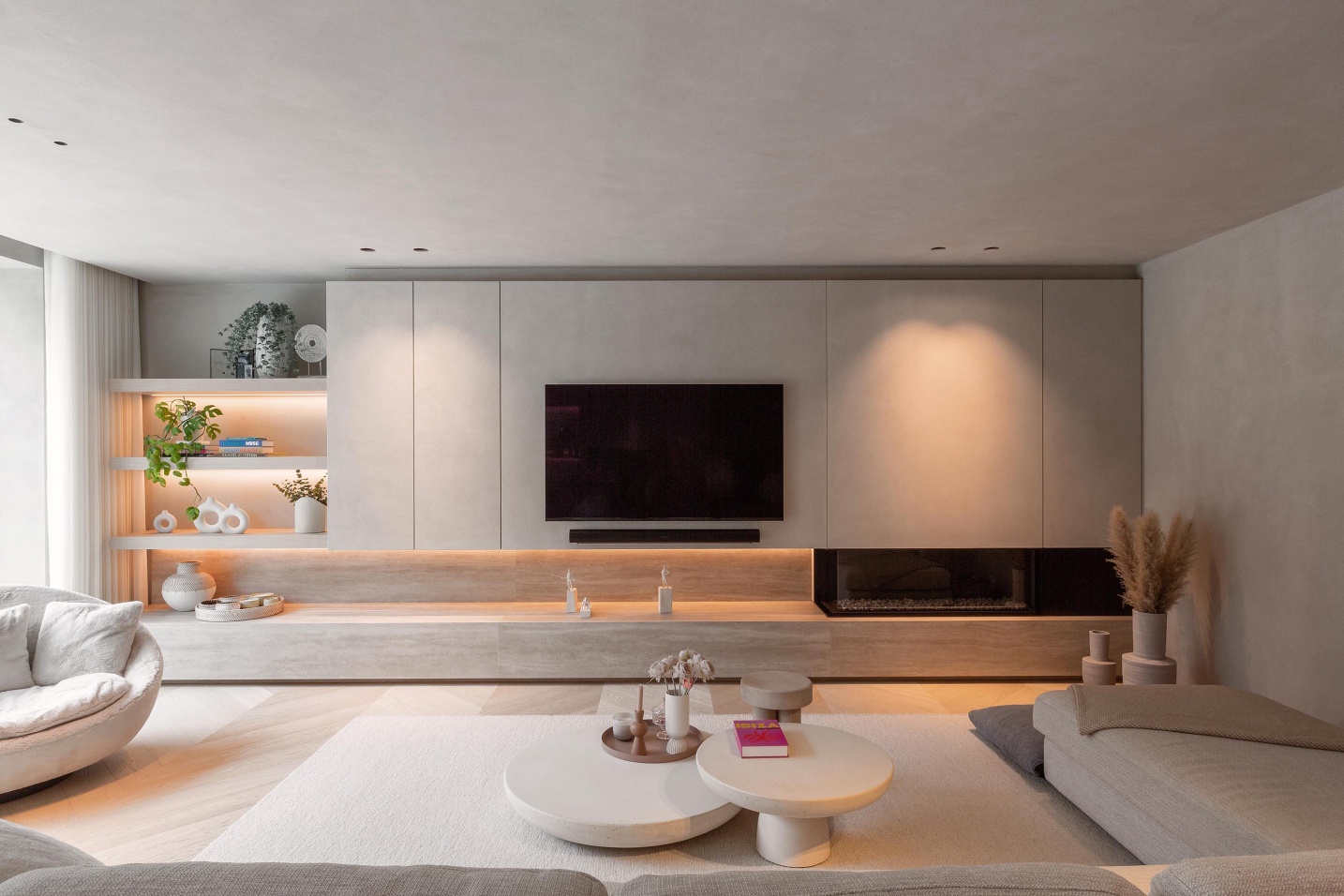 Luxe tv kast open leggers led-strip cosy modern gashaard - SFAR architecten Tessenderlo