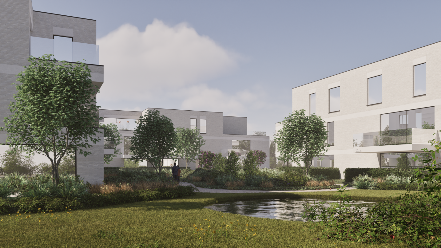 Strakke gevelcompositie met verticale accenten en warme materialisatie – SFAR interieur & architecten Limburg