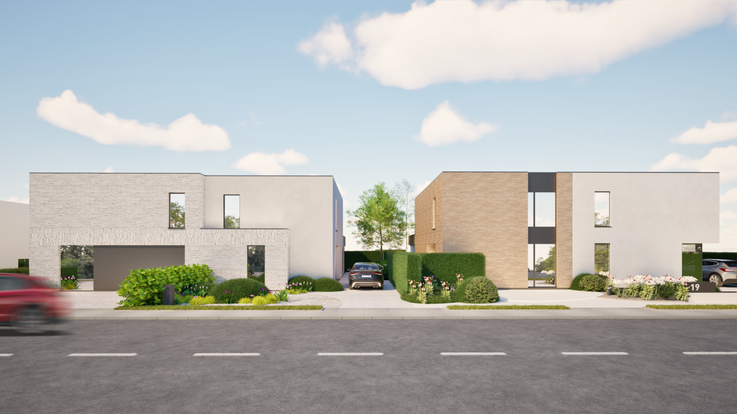 Strakke rij woningen met variatie in geveldetails en materialisatie – SFAR interieur & architecten Limburg
