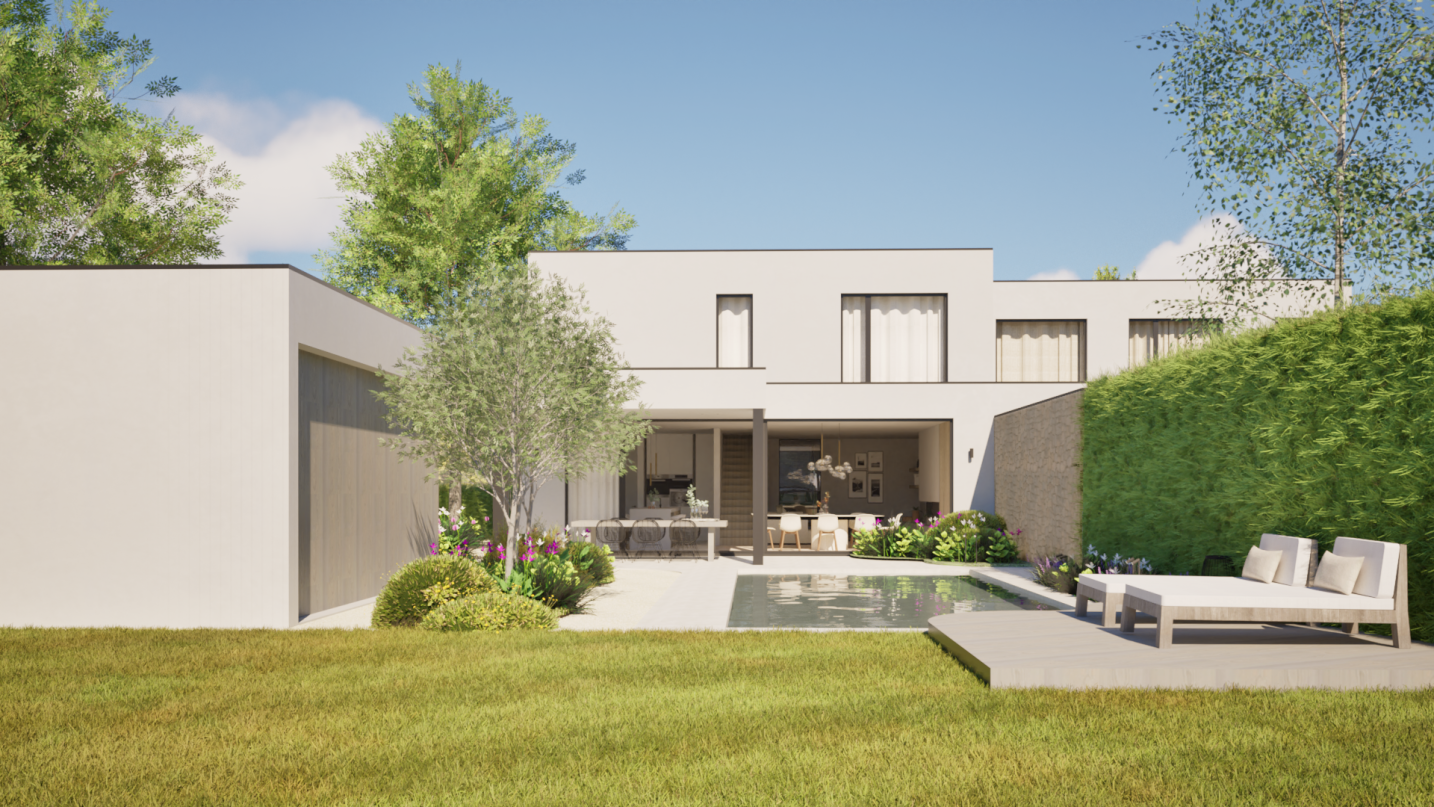 Twee halfopen woningen ontworpen als harmonieus architecturaal geheel – SFAR interieur & architecten Limburg