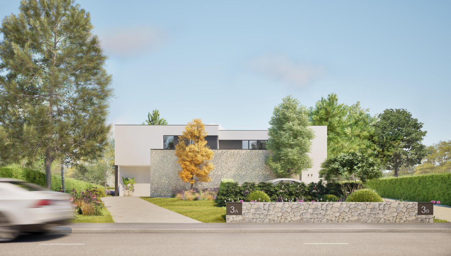 Twee halfopen woningen met moderne en evenwichtige architecturale vormgeving – SFAR interieur & architecten Limburg