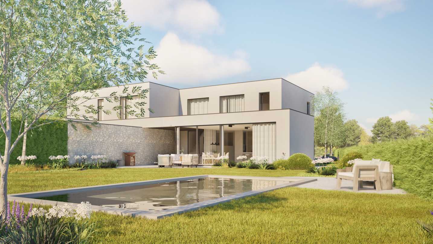 Strakke gevelcompositie met aandacht voor privacy en lichtinval – SFAR interieur & architecten Limburg
