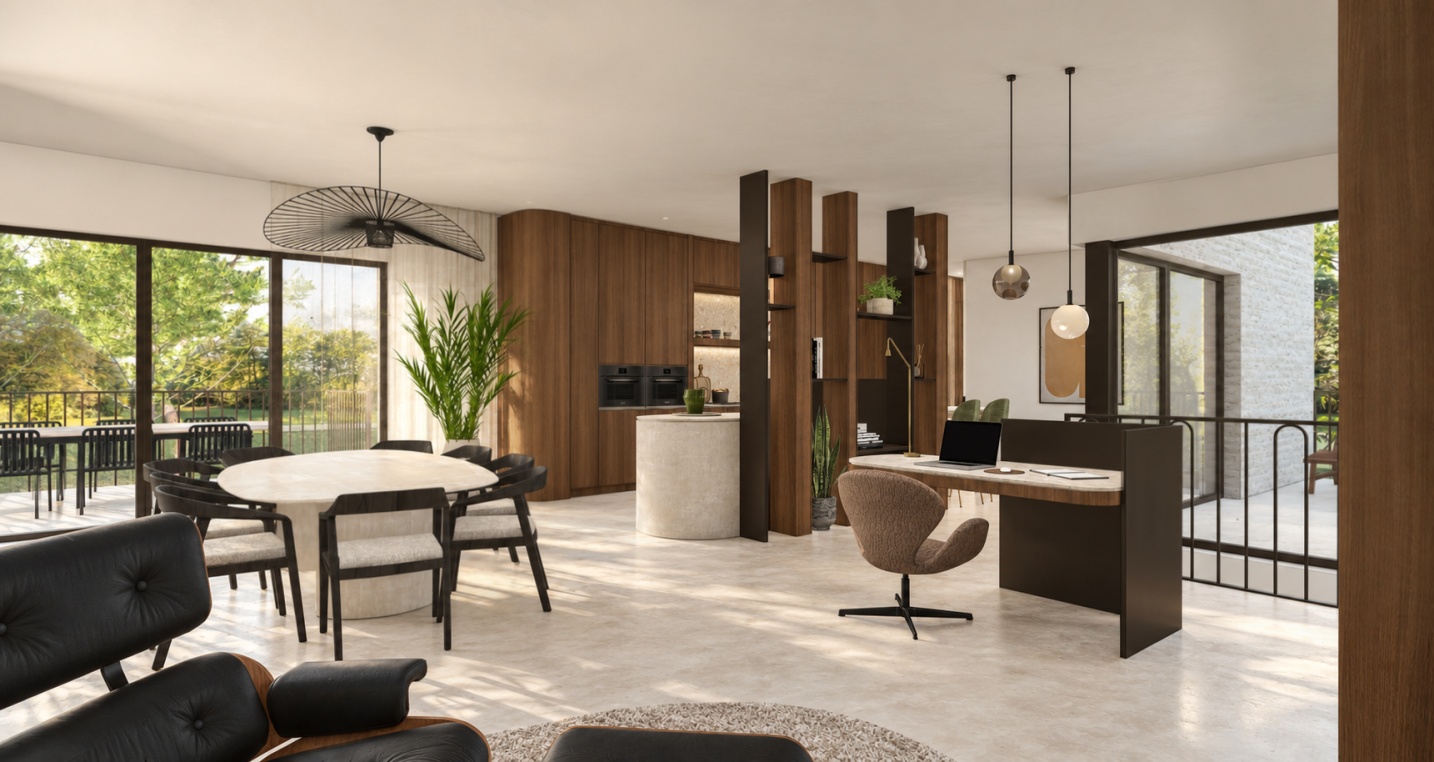 keuken en leefruimte modern gevoel interieur luxe ontwerp